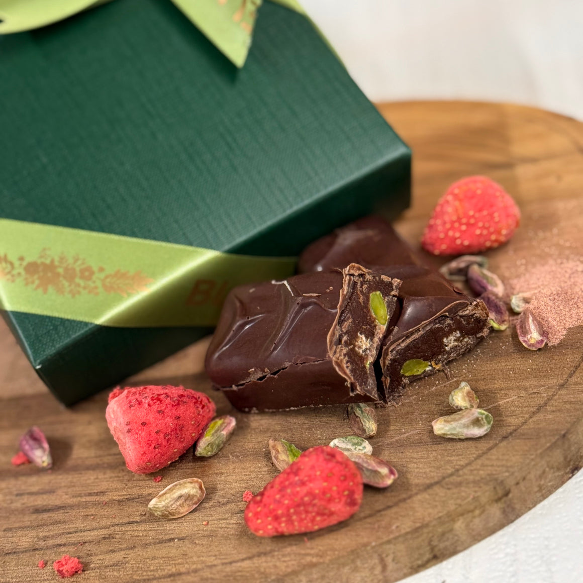 Rose, Super Berries & Pistachio Bar with Collagen — 54% Dark Chocolate (Box Of 3)