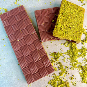 Handcrafted Ruby Chocolate Bar with Raspberries and Pistachio