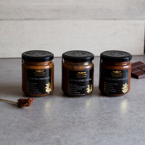 Luxury Chocolate Spread Gift Box Selection of 3 Hazelnut, Almond, Honey Caramel