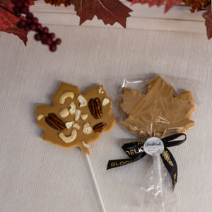 Maple Leaf Chocolate Pop with Gold Chocolate, Cashews & Pecans