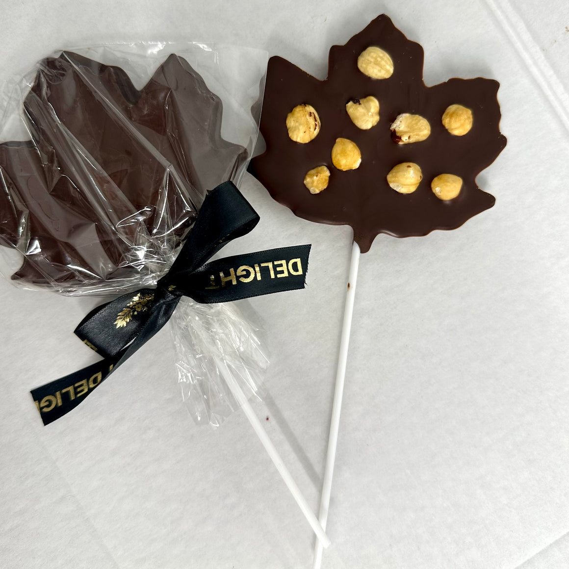 Maple Leaf Chocolate Pop with Semi-Dark Chocolate & Roasted Hazelnuts